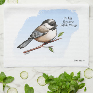 CHICKADEE BUFFALO WINGS von Jeff Willis Art Geschirrtuch