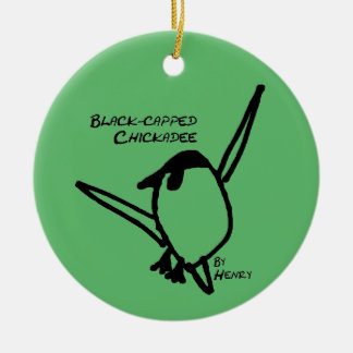 Chickadee by Henry, Green Keramik Ornament