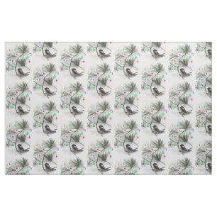 Chickadee Christmas Fabric Stoff