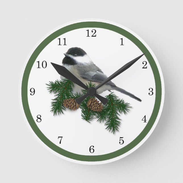 Chickadee Clock Runde Wanduhr (Vorderseite)