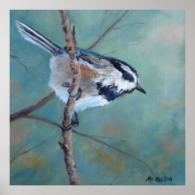 Chickadee Fine Art Bird Print Poster (Vorne)