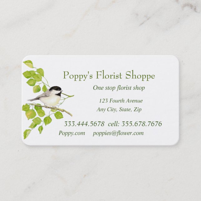Chickadee Florist Shopp Blume Business Card Visitenkarte (Vorderseite)