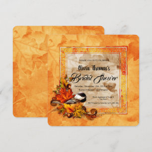 Chickadee & Golden Autumn Leaves Brautparty Einladung