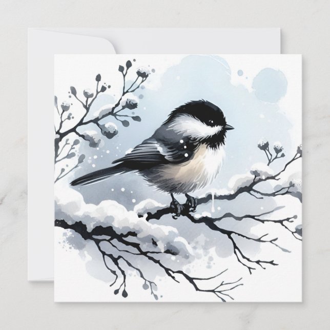 Chickadee Grußkarte Feiertagskarte (Vorderseite)