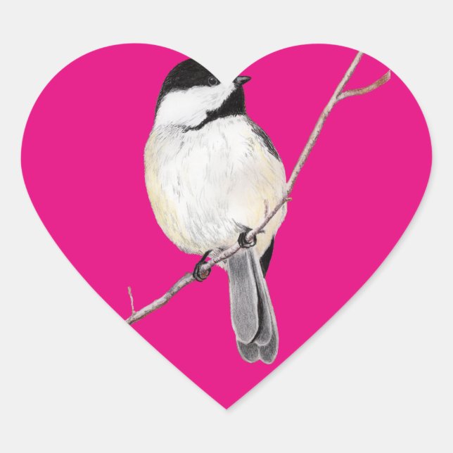 Chickadee Herz-Aufkleber (Vorderseite)