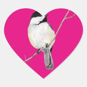Chickadee Herz-Aufkleber