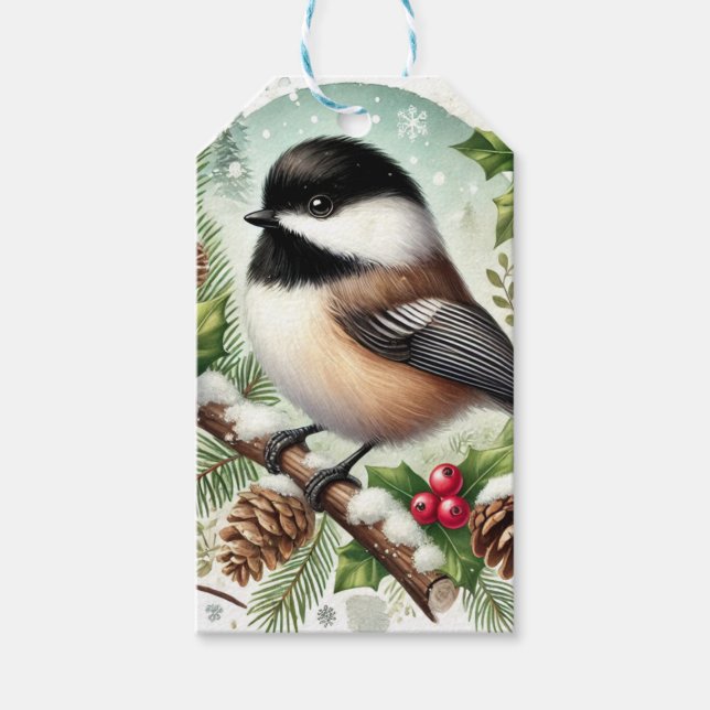 Chickadee Holiday Geschenkanhänger (Vorderseite)