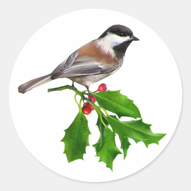 Chickadee Holly Sticker (Vorderseite)