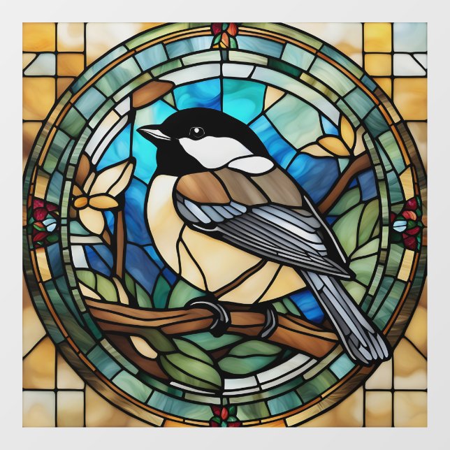 Chickadee-Imitate aus Hartglas Großer Tit Bird Fensteraufkleber (Blatt)