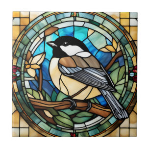 Chickadee-Imitate aus Hartglas Großer Tit Bird Fliese