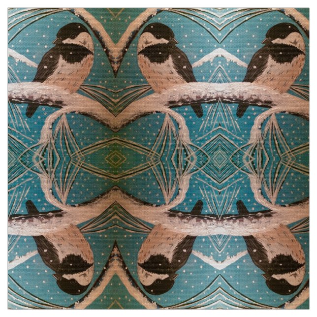 Chickadee in den Zweigstellen des Holiday Stoff (Muster)