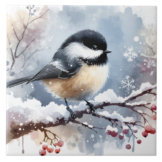 Chickadee Keramik Tile Fliese (Vorderseite)