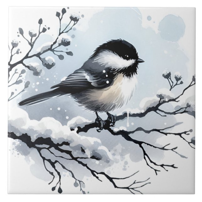 Chickadee Keramik Tile Fliese (Vorderseite)