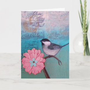 Chickadee Large Schriftart Mother Day Card Karte