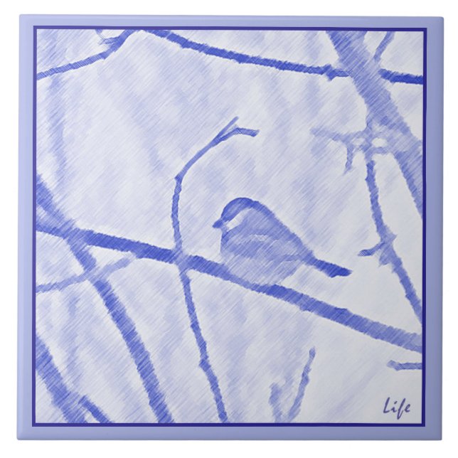Chickadee Life Ceramic Tile Fliese (Vorderseite)