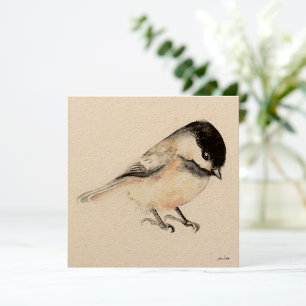 Chickadee Malerei Wasserfarbe Karte