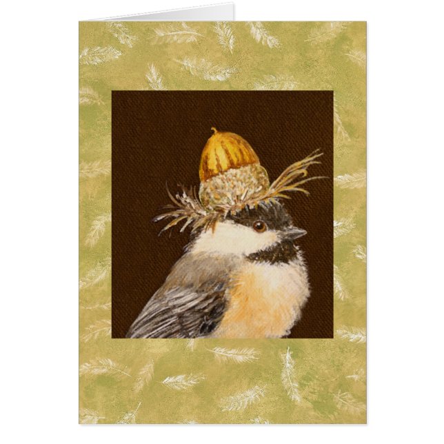 Chickadee mit chinkapin Eichel-Hutkarte (Vorne)