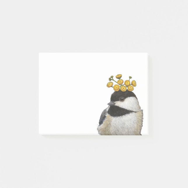 Chickadee mit Tansypost-itanmerkungen Post-it Klebezettel (Vorderseite)