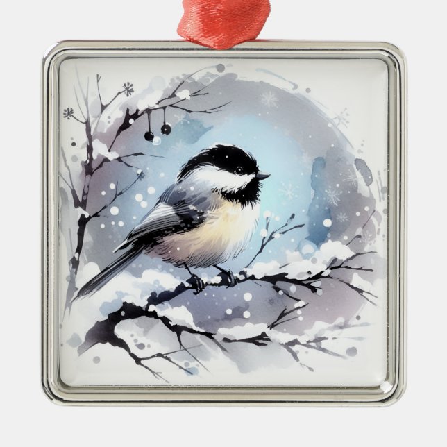 Chickadee Ornament Aus Metall (Vorne)