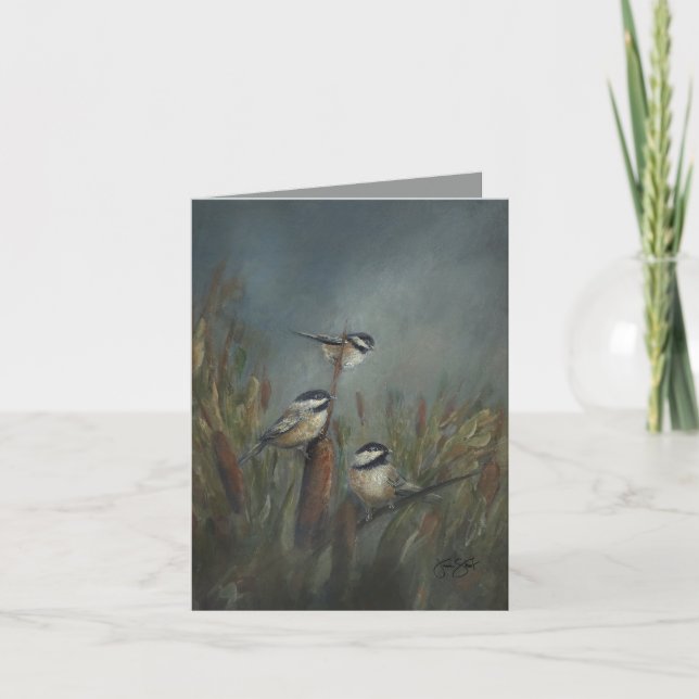 Chickadee Pond - handgemalt Karte (Vorderseite)