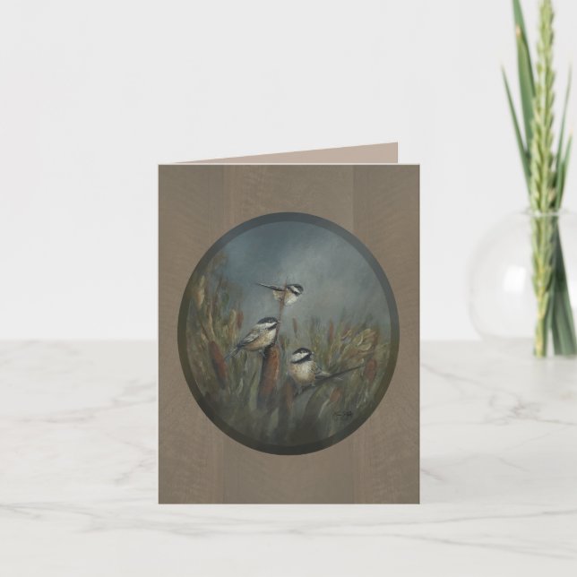 Chickadee Pond Oval Karte (Vorderseite)
