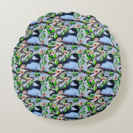Chickadee Pouf Pillow Rundes Kissen