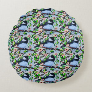 Chickadee Pouf Pillow Rundes Kissen