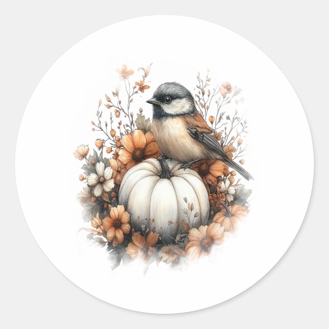 Chickadee Shirt Country Pumpkin Runder Aufkleber (Vorderseite)