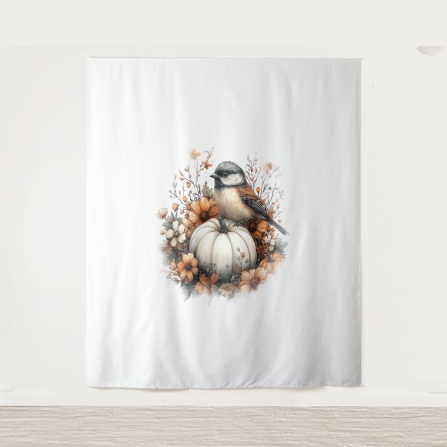 Chickadee Shirt Country Pumpkin Wandteppich (Vorderseite)