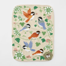 Chickadee Song Beige Burp Cloths