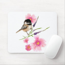 Chickadee Sweet Niedlich Black Capped Wasserfarbe Mousepad