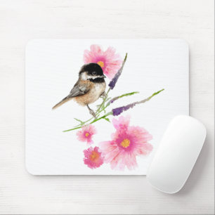 Chickadee Sweet Niedlich Black Capped Wasserfarbe  Mousepad
