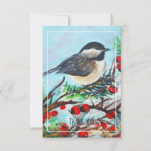 Chickadee-Sweet Winter Black Capped Bird Dankeskarte