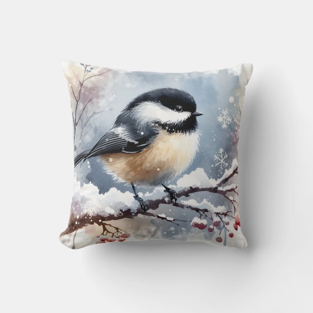 Chickadee Throw Kissen (Vorderseite)