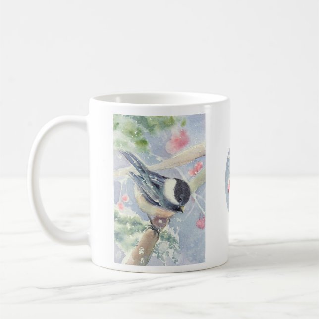 Chickadee und Beeren-Tasse Kaffeetasse (Links)
