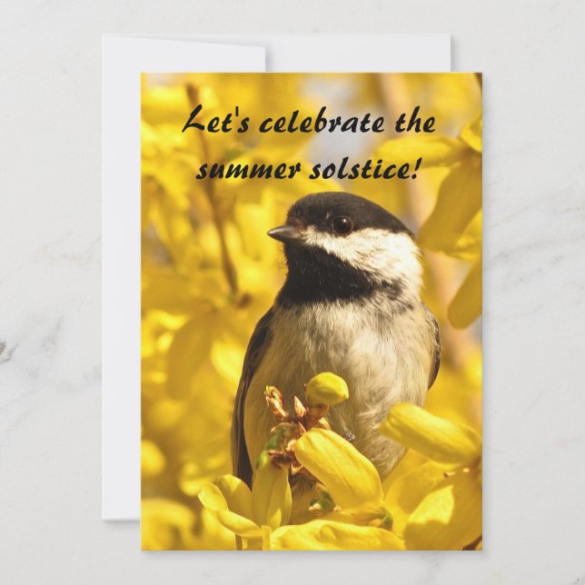 Chickadee und Blume Sommersonnenwende Einladung (Vorderseite)