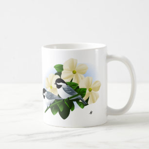 Chickadee und Dogwood-Blume Tasse