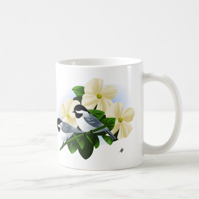 Chickadee und Dogwood-Blume Tasse (Rechts)