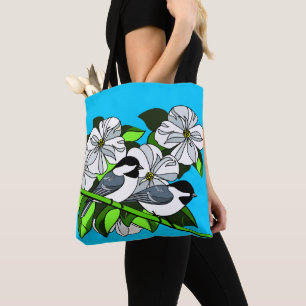 Chickadee unter Dogwood-Blume