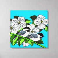 Chickadee unter Dogwood-Blume