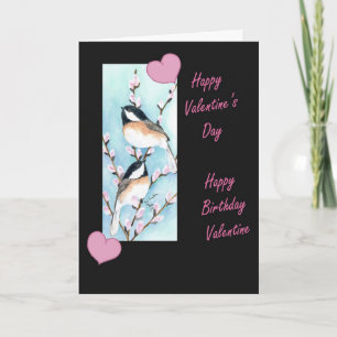 Chickadee Valentine Birthday Feiertagskarte