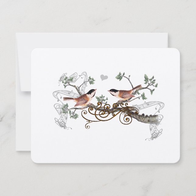 Chickadee Vintag Love Birds Wedding RSVP (Vorderseite)