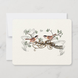 Chickadee Vintag Love Birds Wedding RSVP Karte