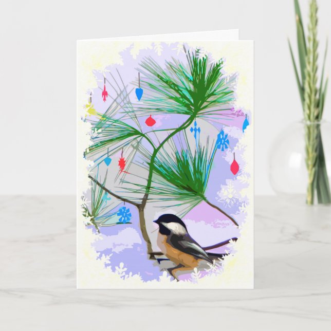 Chickadee-Vogel in der Baum-leeren Karte (Vorderseite)