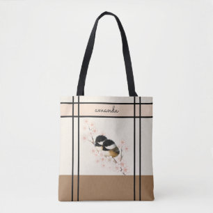 Chickadee-Vogel-Kirschblüten-Taschen-Tasche