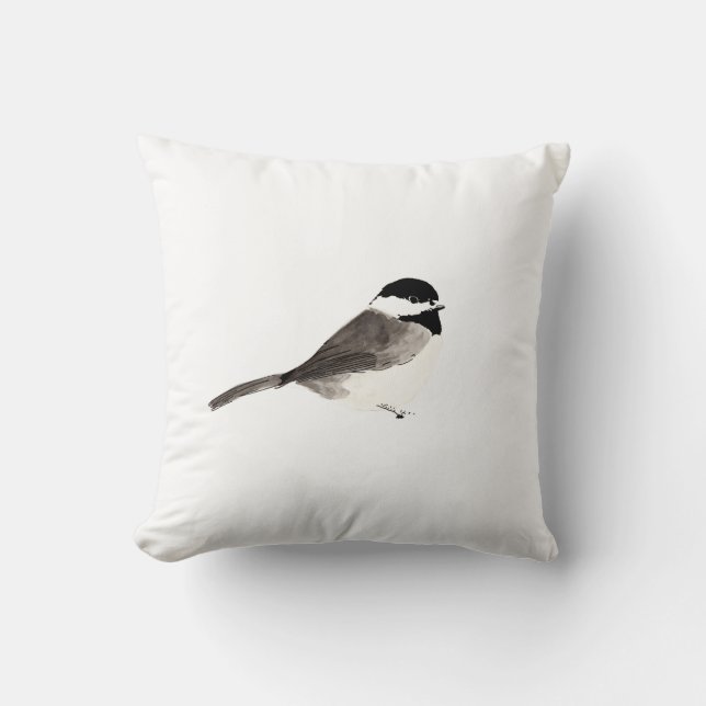Chickadee-Vogel-Kunst Kissen (Vorderseite)