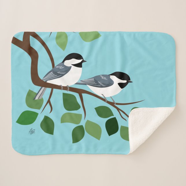 Chickadee-Vogel-Kunst Serpa Decken (Vorderseite (Horizontal))