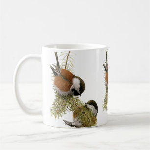 Chickadee-Vogelmalerei auf Kastanien Kaffeetasse