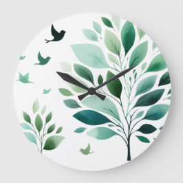 Chickadee Wall Clock, 10" Rundholzrahmen Große Wanduhr