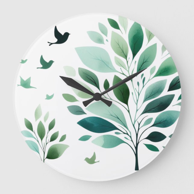 Chickadee Wall Clock, 10" Rundholzrahmen Große Wanduhr (Vorderseite)